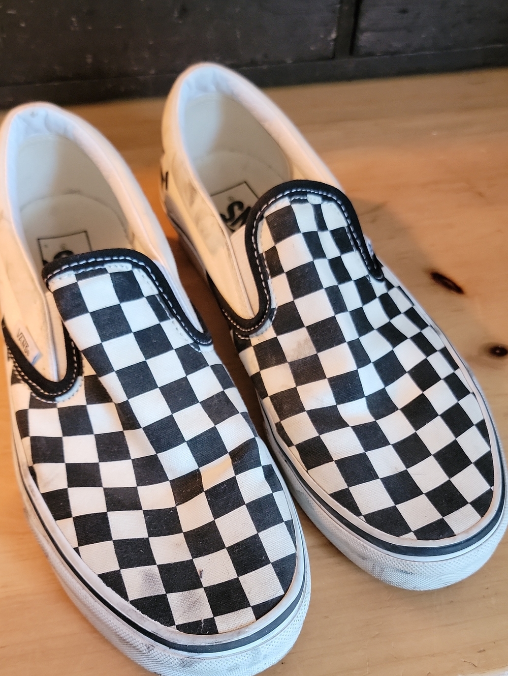 Vans Black & White Check Slip-On Canvas Shoes